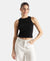 Super Combed Cotton Rich Solid Straight Hem Tank Top - Black