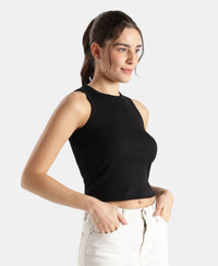 Super Combed Cotton Rich Solid Straight Hem Tank Top - Black