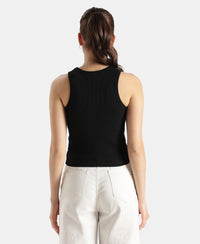 Super Combed Cotton Rich Solid Straight Hem Tank Top - Black
