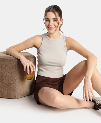 Super Combed Cotton Rich Solid Straight Hem Tank Top - Dove
