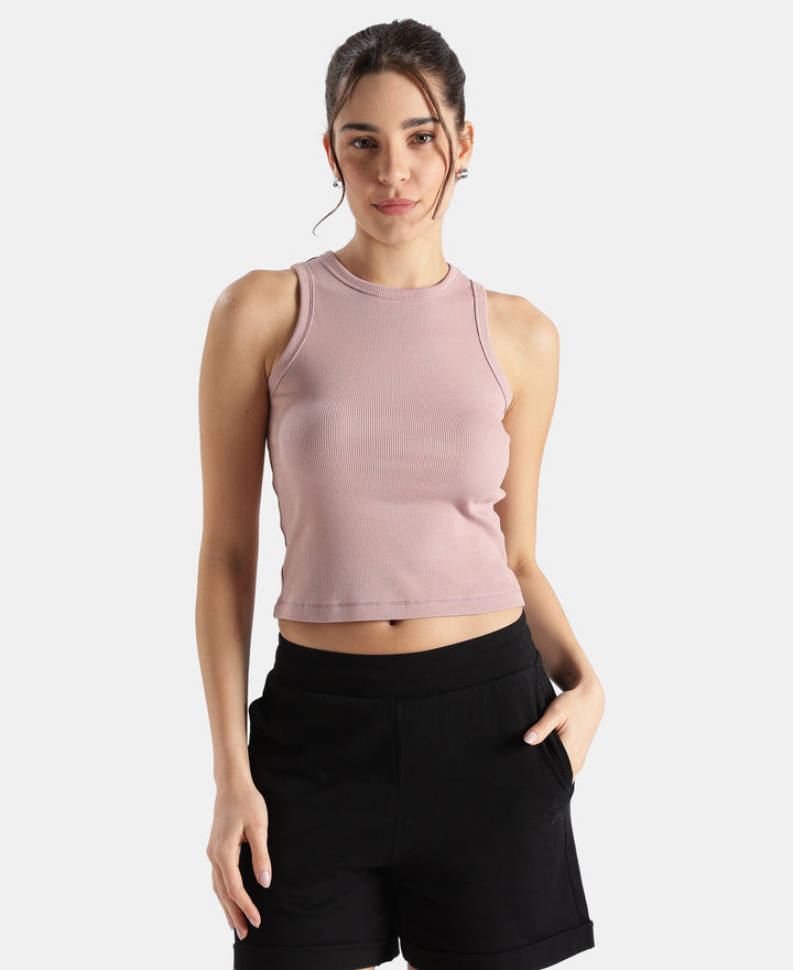 Super Combed Cotton Rich Solid Straight Hem Tank Top - Wood Rose