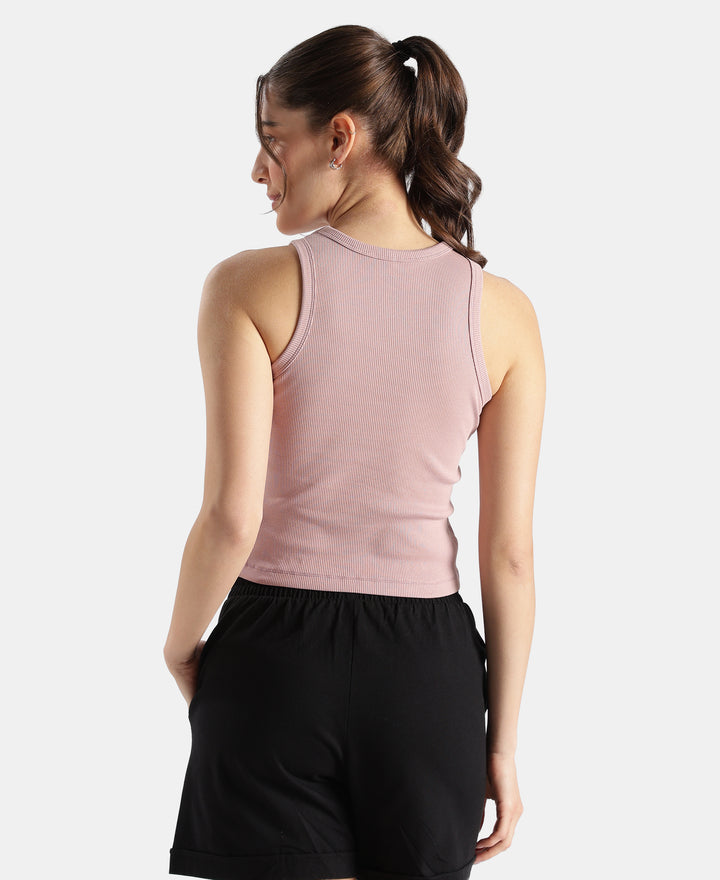 Super Combed Cotton Rich Solid Straight Hem Tank Top - Wood Rose