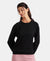 Super Combed Cotton French Terry Solid Sweatshirt with Ribbed Cuffs - Black