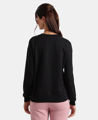 Super Combed Cotton French Terry Solid Sweatshirt with Ribbed Cuffs - Black