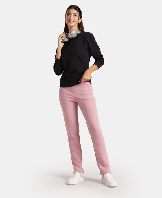 Super Combed Cotton French Terry Solid Sweatshirt with Ribbed Cuffs - Black