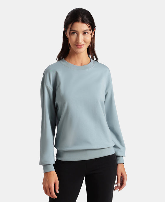 Super Combed Cotton French Terry Solid Sweatshirt with Ribbed Cuffs - Citadel
