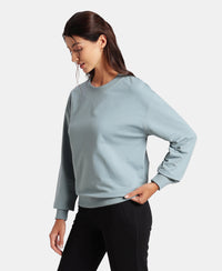 Super Combed Cotton French Terry Solid Sweatshirt with Ribbed Cuffs - Citadel