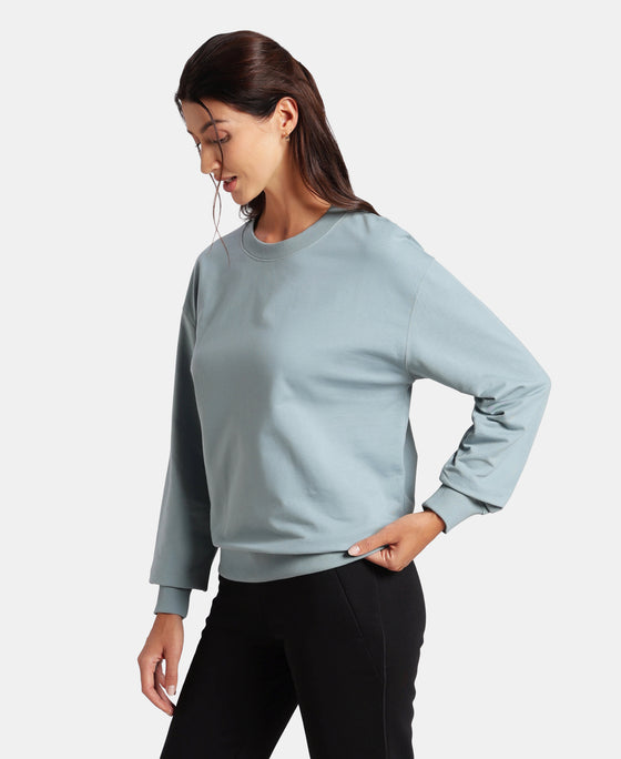 Super Combed Cotton French Terry Solid Sweatshirt with Ribbed Cuffs - Citadel