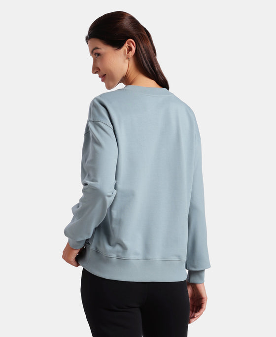 Super Combed Cotton French Terry Solid Sweatshirt with Ribbed Cuffs - Citadel