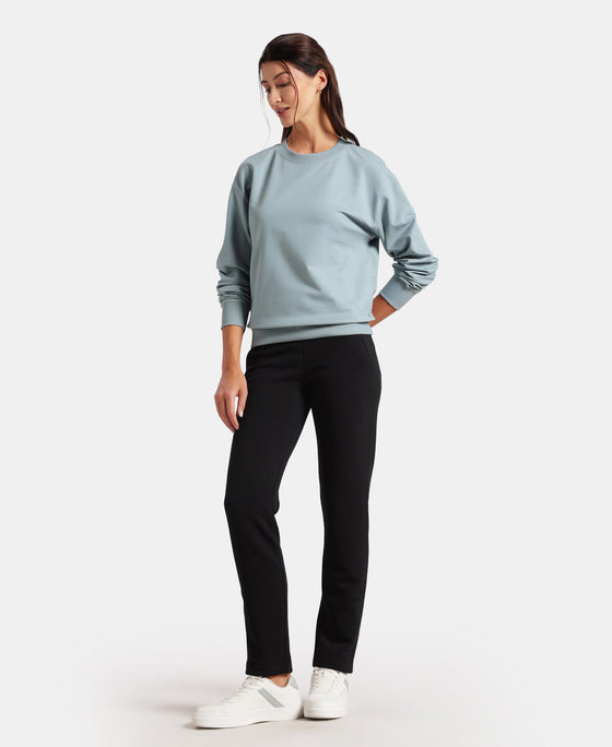 Super Combed Cotton French Terry Solid Sweatshirt with Ribbed Cuffs - Citadel