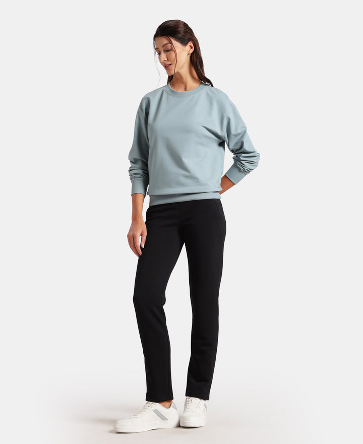 Super Combed Cotton French Terry Solid Sweatshirt with Ribbed Cuffs - Citadel