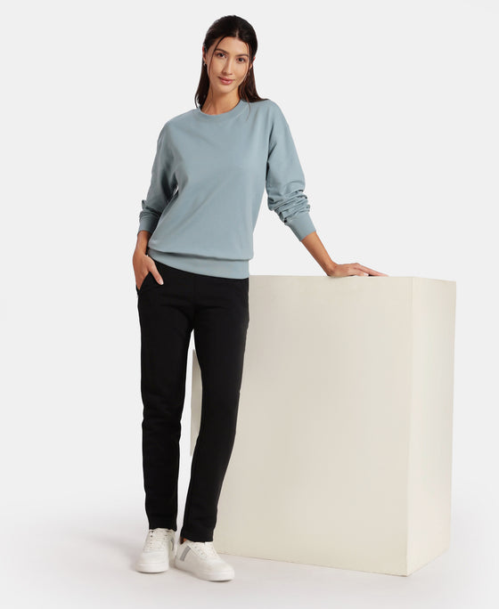Super Combed Cotton French Terry Solid Sweatshirt with Ribbed Cuffs - Citadel