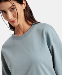 Super Combed Cotton French Terry Solid Sweatshirt with Ribbed Cuffs - Citadel
