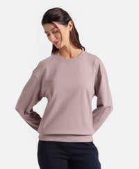 Super Combed Cotton French Terry Solid Sweatshirt with Ribbed Cuffs - Quail