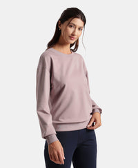 Super Combed Cotton French Terry Solid Sweatshirt with Ribbed Cuffs - Quail