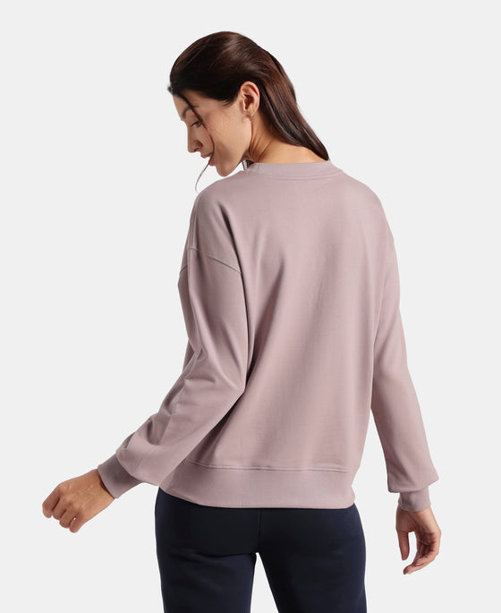 Super Combed Cotton French Terry Solid Sweatshirt with Ribbed Cuffs - Quail