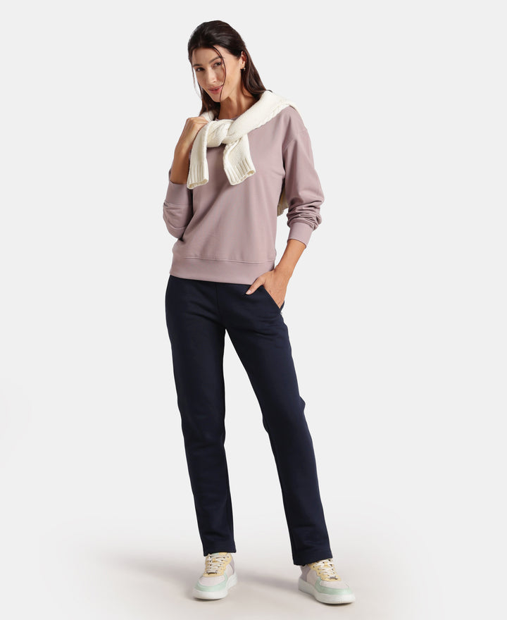 Super Combed Cotton French Terry Solid Sweatshirt with Ribbed Cuffs - Quail