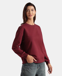Super Combed Cotton French Terry Solid Sweatshirt with Ribbed Cuffs - Tawny Port