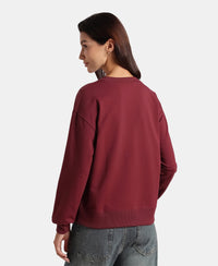 Super Combed Cotton French Terry Solid Sweatshirt with Ribbed Cuffs - Tawny Port