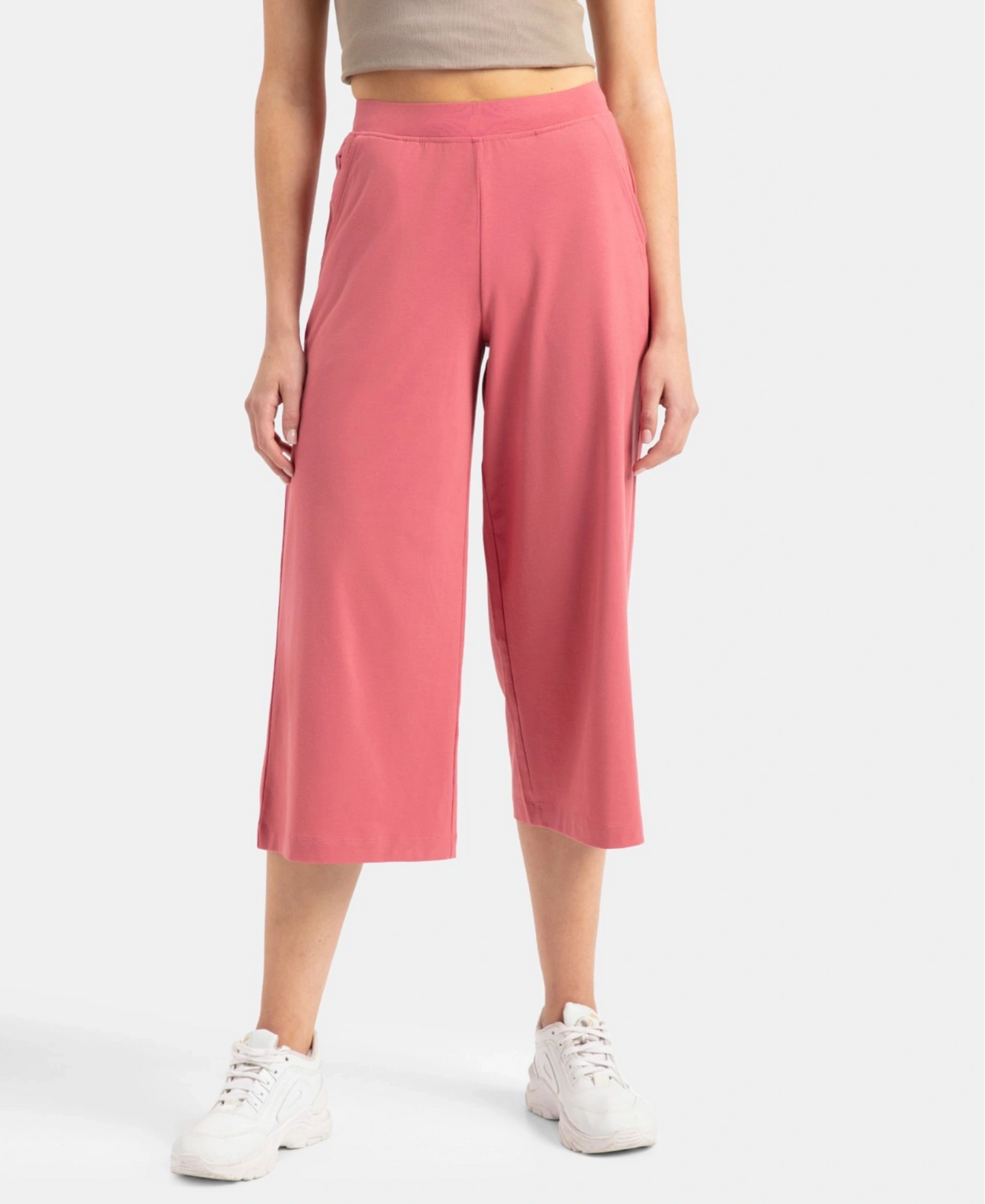 Super Combed Cotton Rich Elastane Stretch Relaxed Fit Culottes - Baroque Rose