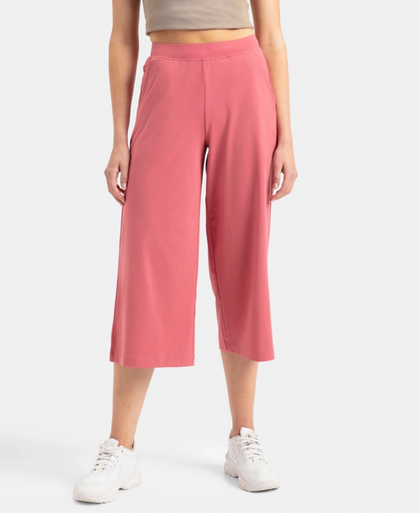 Super Combed Cotton Rich Elastane Stretch Relaxed Fit Culottes - Baroque Rose