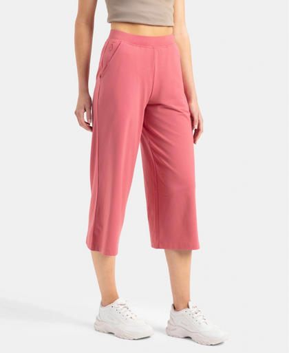Super Combed Cotton Rich Elastane Stretch Relaxed Fit Culottes - Baroque Rose