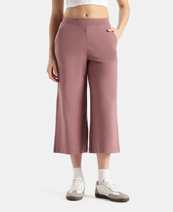 Super Combed Cotton Rich Elastane Stretch Relaxed Fit Culottes - Burnt Rose