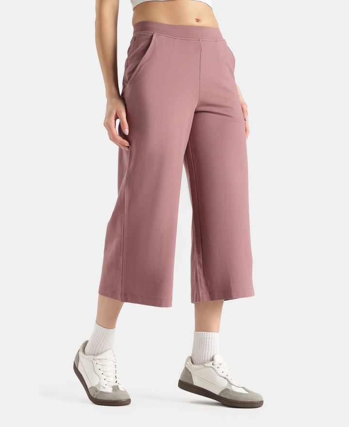 Super Combed Cotton Rich Elastane Stretch Relaxed Fit Culottes - Burnt Rose