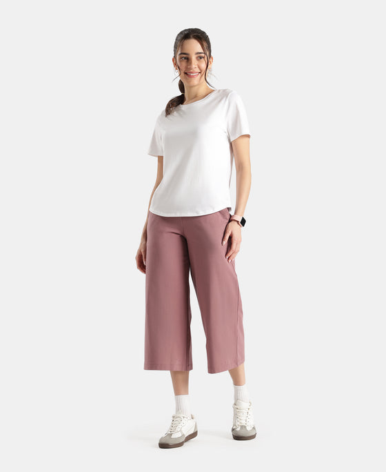 Super Combed Cotton Rich Elastane Stretch Relaxed Fit Culottes - Burnt Rose
