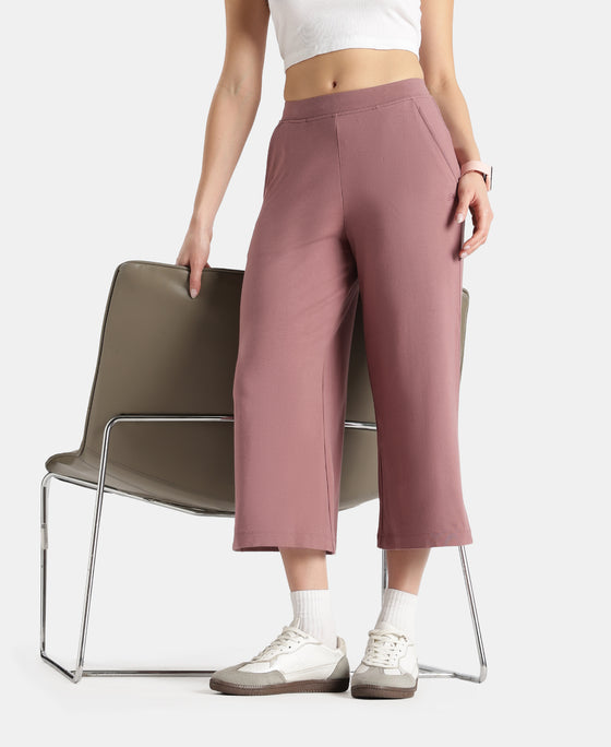 Super Combed Cotton Rich Elastane Stretch Relaxed Fit Culottes - Burnt Rose