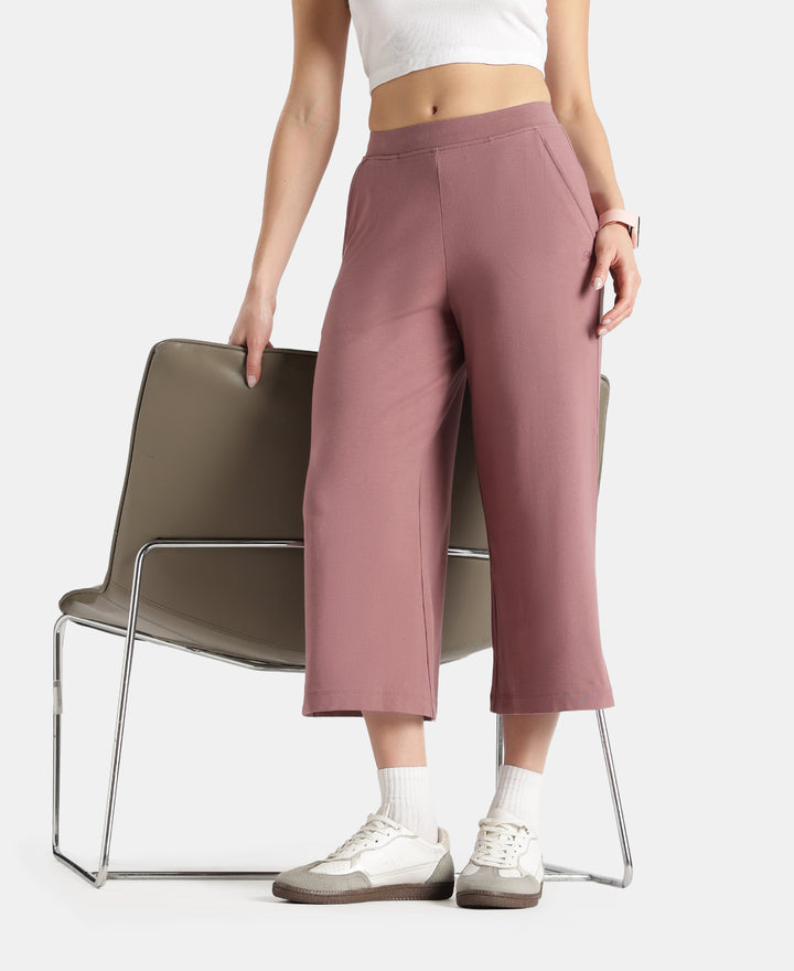 Super Combed Cotton Rich Elastane Stretch Relaxed Fit Culottes - Burnt Rose