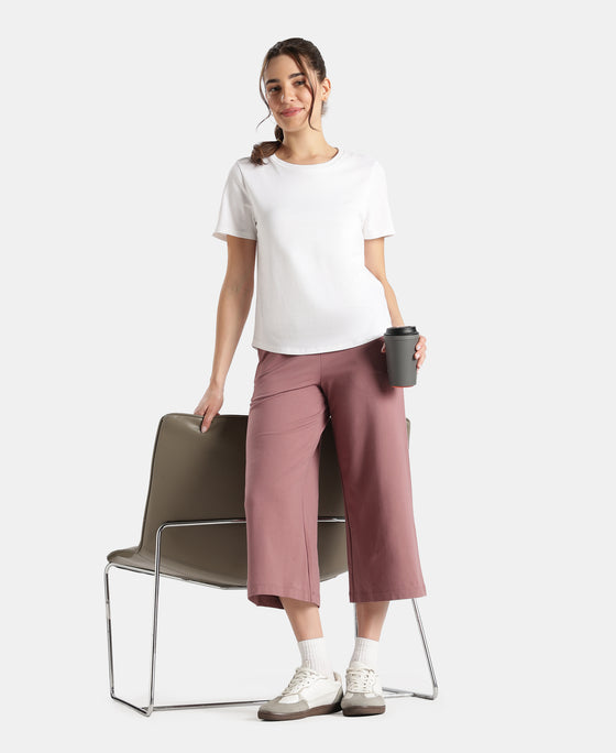 Super Combed Cotton Rich Elastane Stretch Relaxed Fit Culottes - Burnt Rose