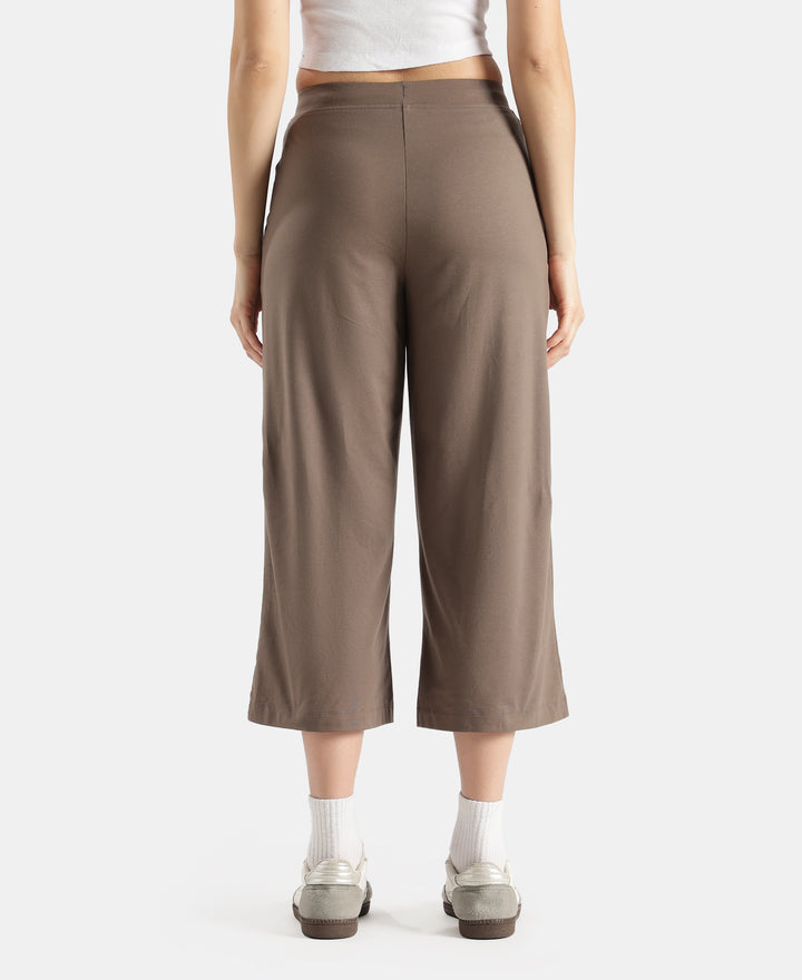 Super Combed Cotton Rich Elastane Stretch Relaxed Fit Culottes - Dark Khaki