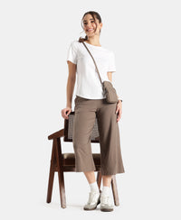 Super Combed Cotton Rich Elastane Stretch Relaxed Fit Culottes - Dark Khaki