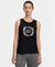 Super Combed Cotton Relaxed Fit Printed Racerback Styled Tank Top - Black