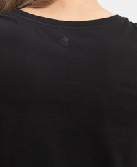 Super Combed Cotton Relaxed Fit Printed Racerback Styled Tank Top - Black