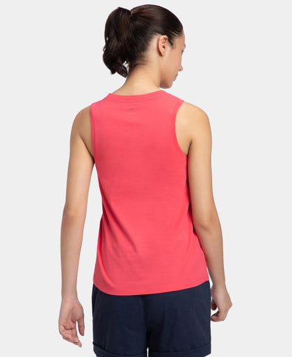 Super Combed Cotton Relaxed Fit Printed Racerback Styled Tank Top - Rogue Red