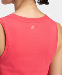 Super Combed Cotton Relaxed Fit Printed Racerback Styled Tank Top - Rogue Red