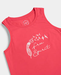 Super Combed Cotton Relaxed Fit Printed Racerback Styled Tank Top - Rogue Red