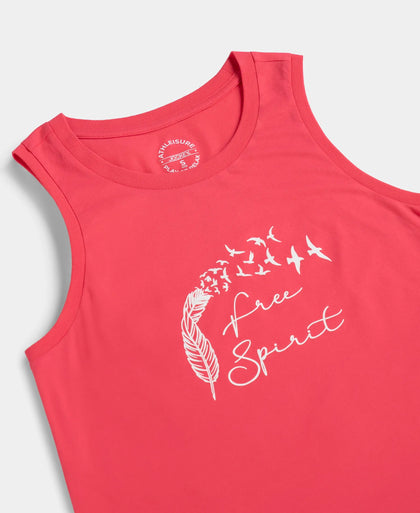 Super Combed Cotton Relaxed Fit Printed Racerback Styled Tank Top - Rogue Red