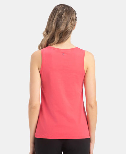 Super Combed Cotton Relaxed Fit Printed Racerback Styled Tank Top - Rogue Red