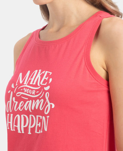 Super Combed Cotton Relaxed Fit Printed Racerback Styled Tank Top - Rogue Red