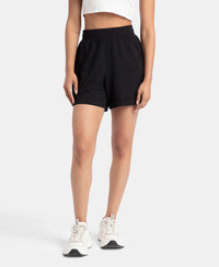Super Combed Cotton Rich Straight Fit Shorts with Side Pockets - Black