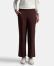 Super Combed Cotton Rich Straight Fit Wide Leg Pants - Puce