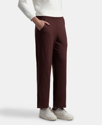 Super Combed Cotton Rich Straight Fit Wide Leg Pants - Puce
