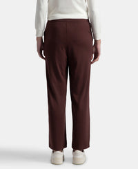 Super Combed Cotton Rich Straight Fit Wide Leg Pants - Puce