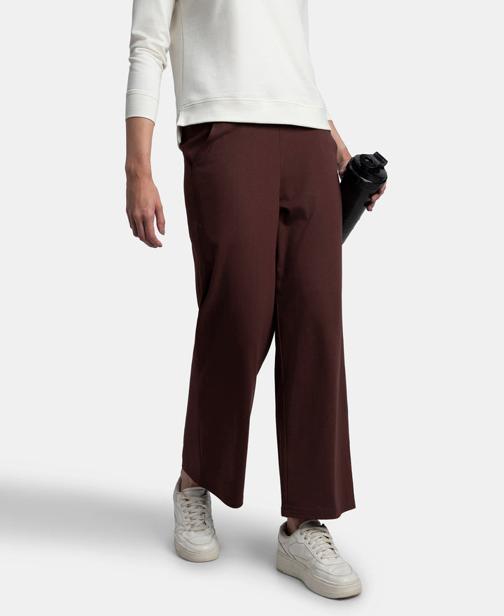 Super Combed Cotton Rich Straight Fit Wide Leg Pants - Puce