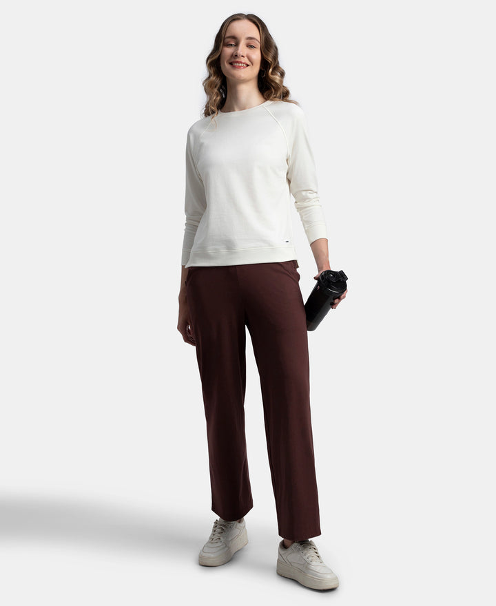 Super Combed Cotton Rich Straight Fit Wide Leg Pants - Puce