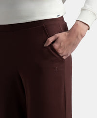 Super Combed Cotton Rich Straight Fit Wide Leg Pants - Puce