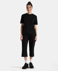 Super Combed Cotton Rich Oversized T-Shirt with Side Slits - Black